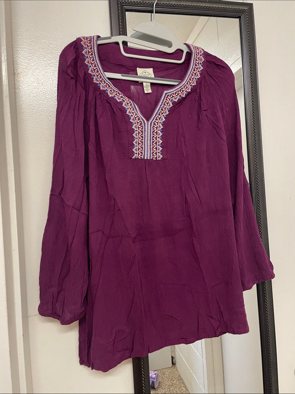 St. John's Bay Plum Embroidered V-Neck Tunic